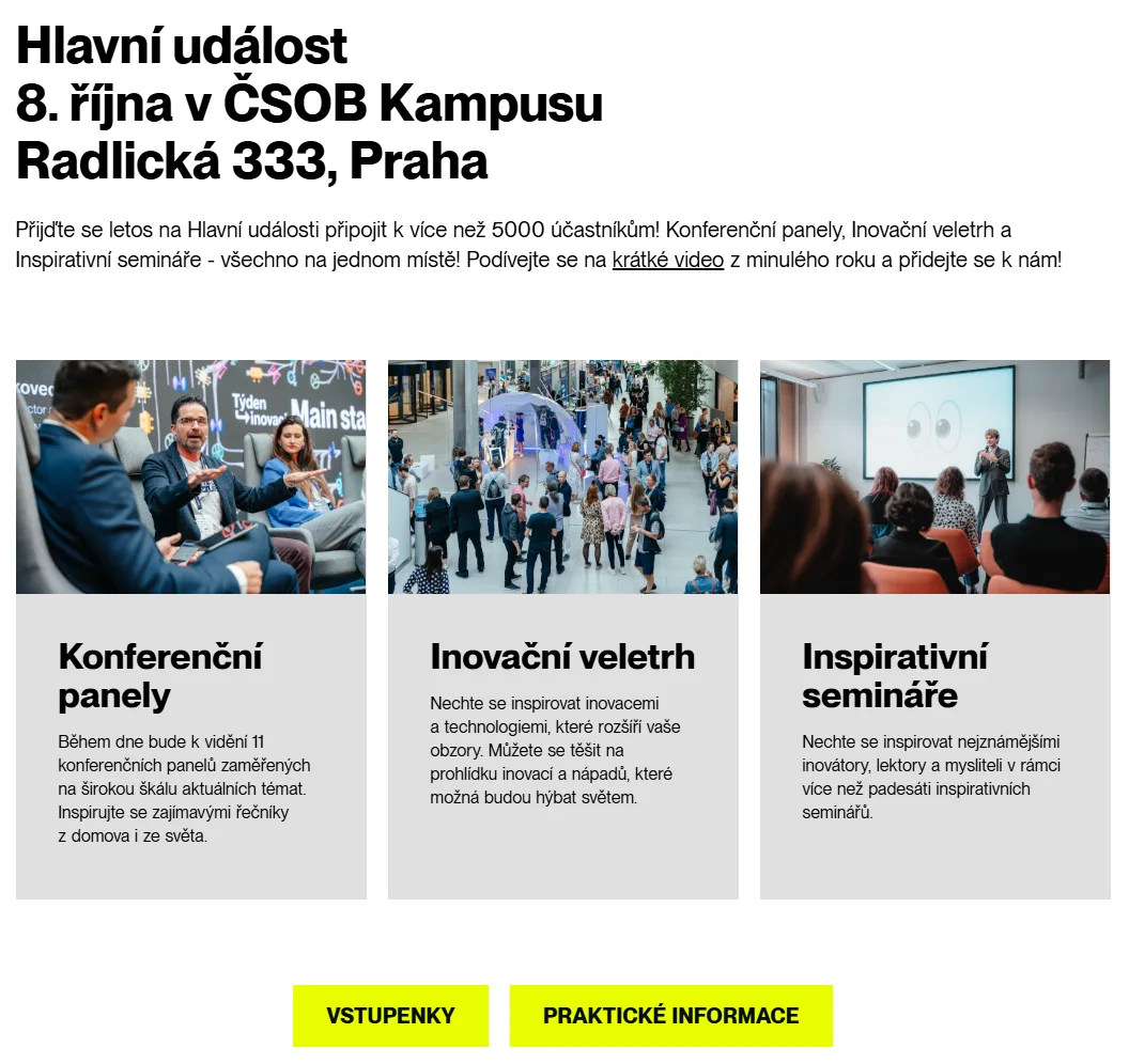 Innovation Week: conference page running on Amphi